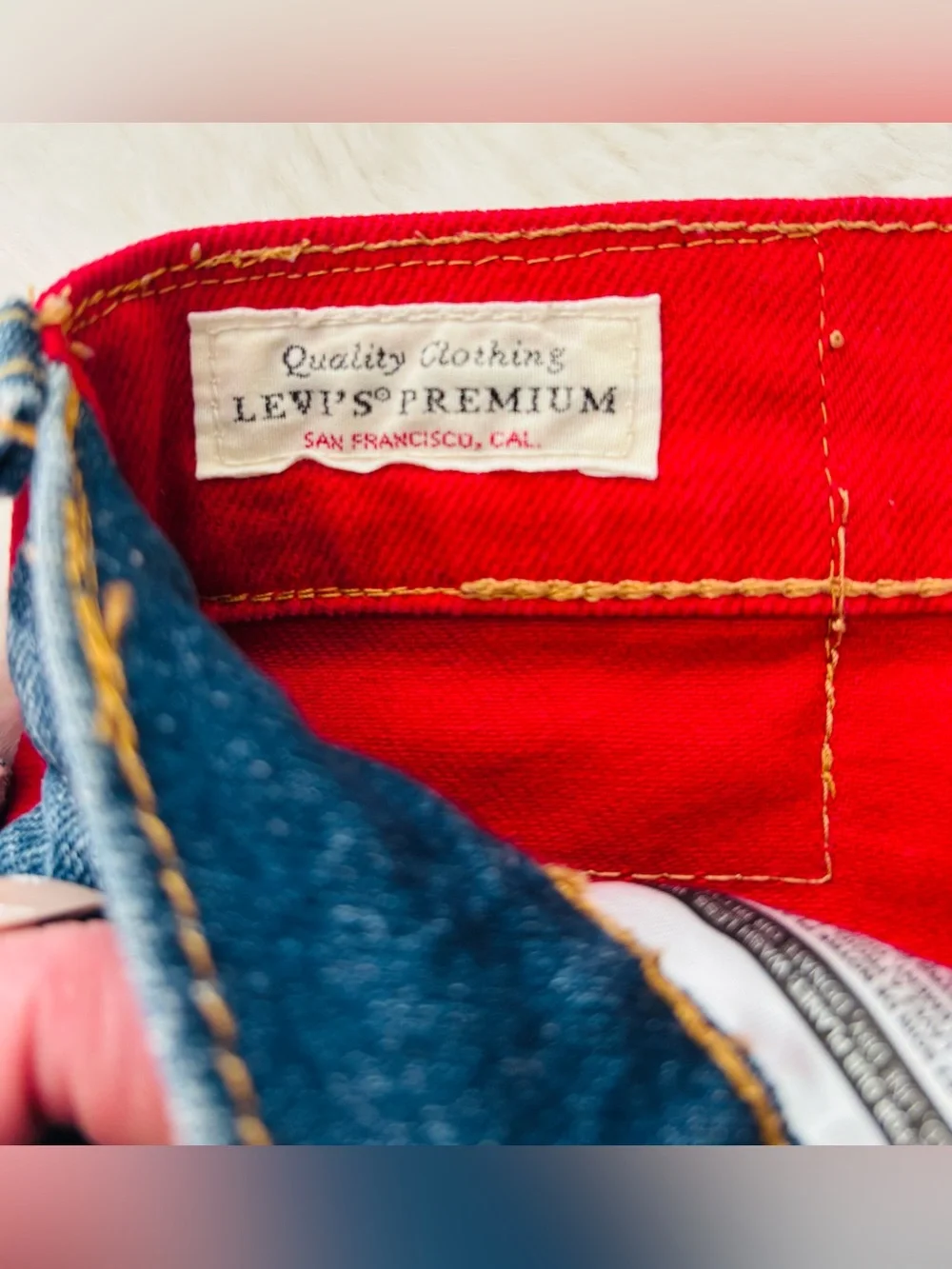 Levi's 541 Colorblock Red & Blue Distressed Denim Jeans Size: 38x30